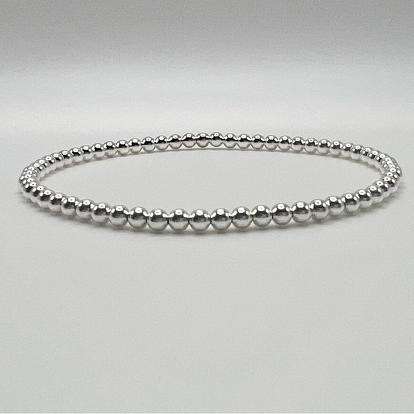 Jewelry - 3mm Sterling Silver Handmade Stretch Beaded Bracelet